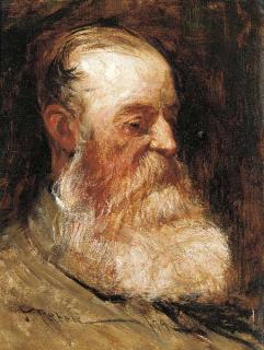 John Pettie, R.A., H.R.S.A. - Portrait of a bearded man, head-and-shoulders, in a green coat