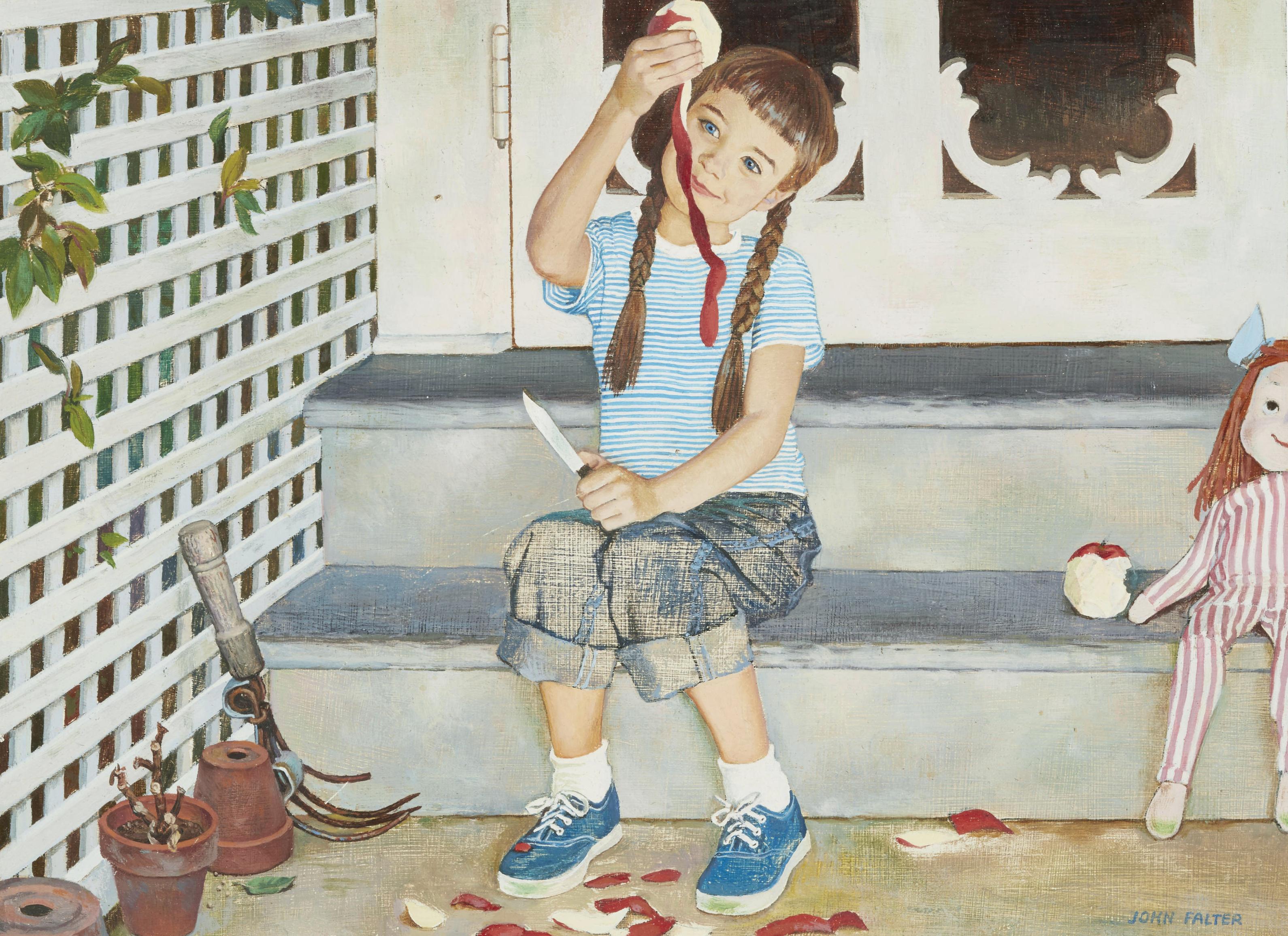 John Philip Falter - Girl Peeling Apple