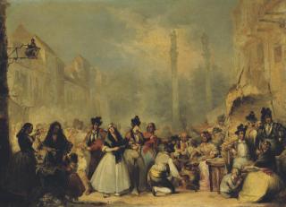 John Phillip, R.A. - Figures on the \'Almeda de Hercules\', Seville