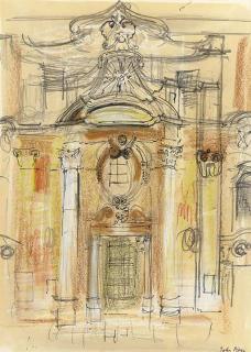 John Piper, C.H. - Architectural study of a portico