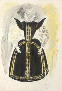 John Piper, C.H. - Costume design for a chorus lady from Benjamin Britten\'s Gloriana