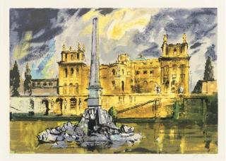 John Piper - Duchêne Fountain, Blenheim (L. 418)
