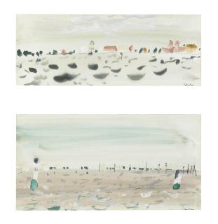 John Piper - Towards the Lido from beyond Saint Giorgio: two works