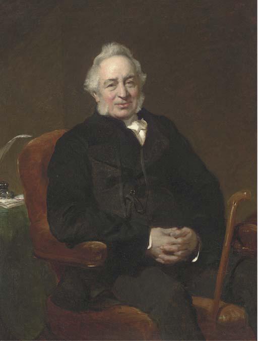 John Prescott Knight, R.A. - Portrait of Ralph Price Esq., seated three-quarter-length, in a black suit