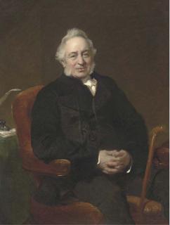John Prescott Knight, R.A. - Portrait of Ralph Price Esq., seated three-quarter-length, in a black suit