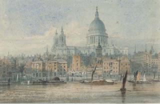 John Preston Neale - Barges On The Thames Before St. Paul\'S Cathedral
