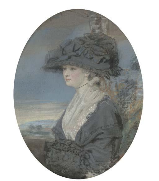 John Raphael Smith - Portrait of A Lady, Traditionally Identified As The Artist\'S Wife, Half-Length, In A Black Dress And Large Hat