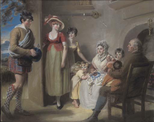 John Raphael Smith - The cotter\'s Saturday night: \'But hark a tap comes gently to the door, Jenny who kens the meaning of the same....\'