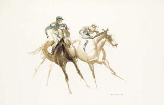 John Rattenbury Skeaping, R.A. - Two jockeys at the gallop