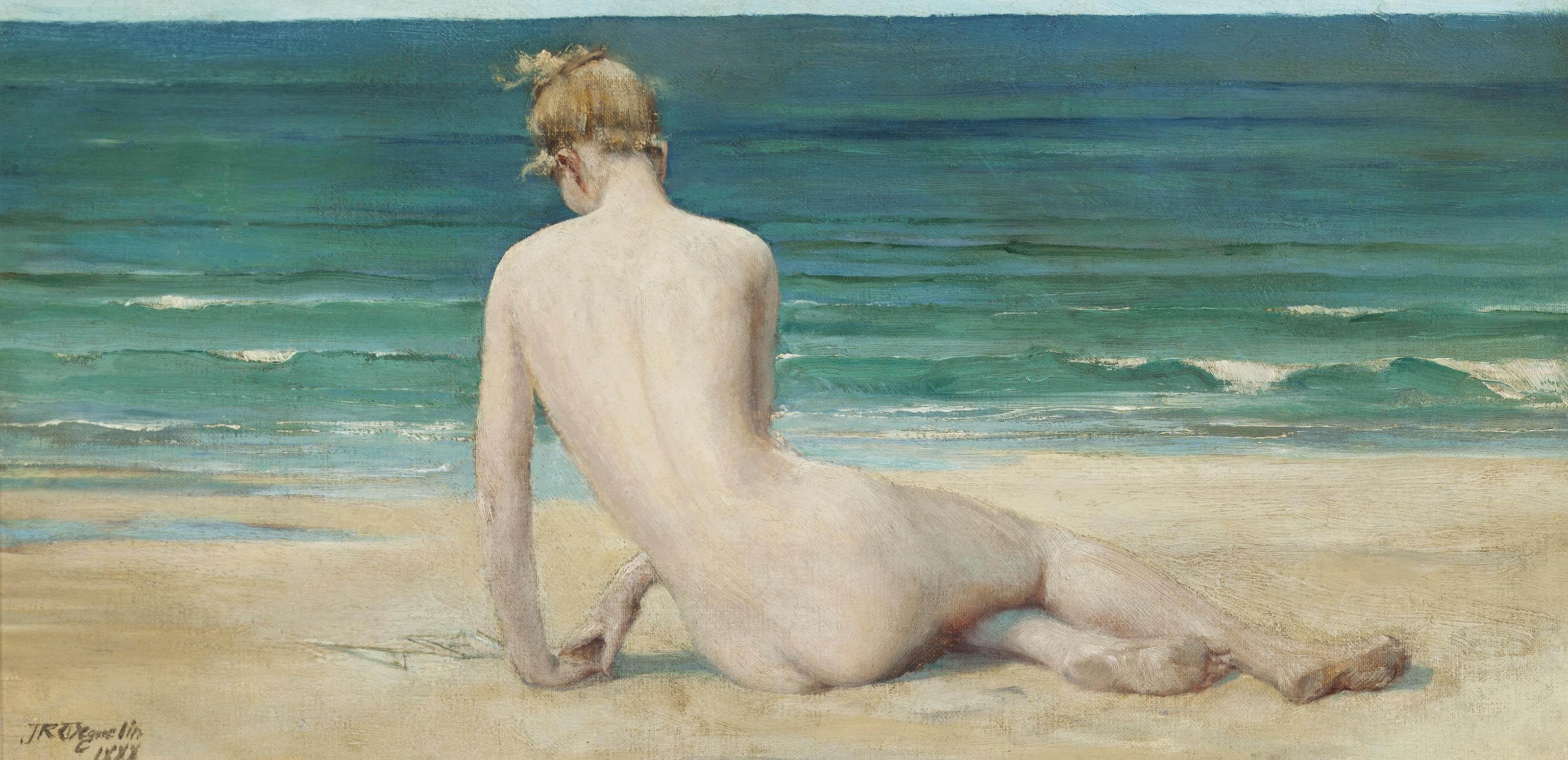 John Reinhard Weguelin, R.W.S. - A nude seated on the shore