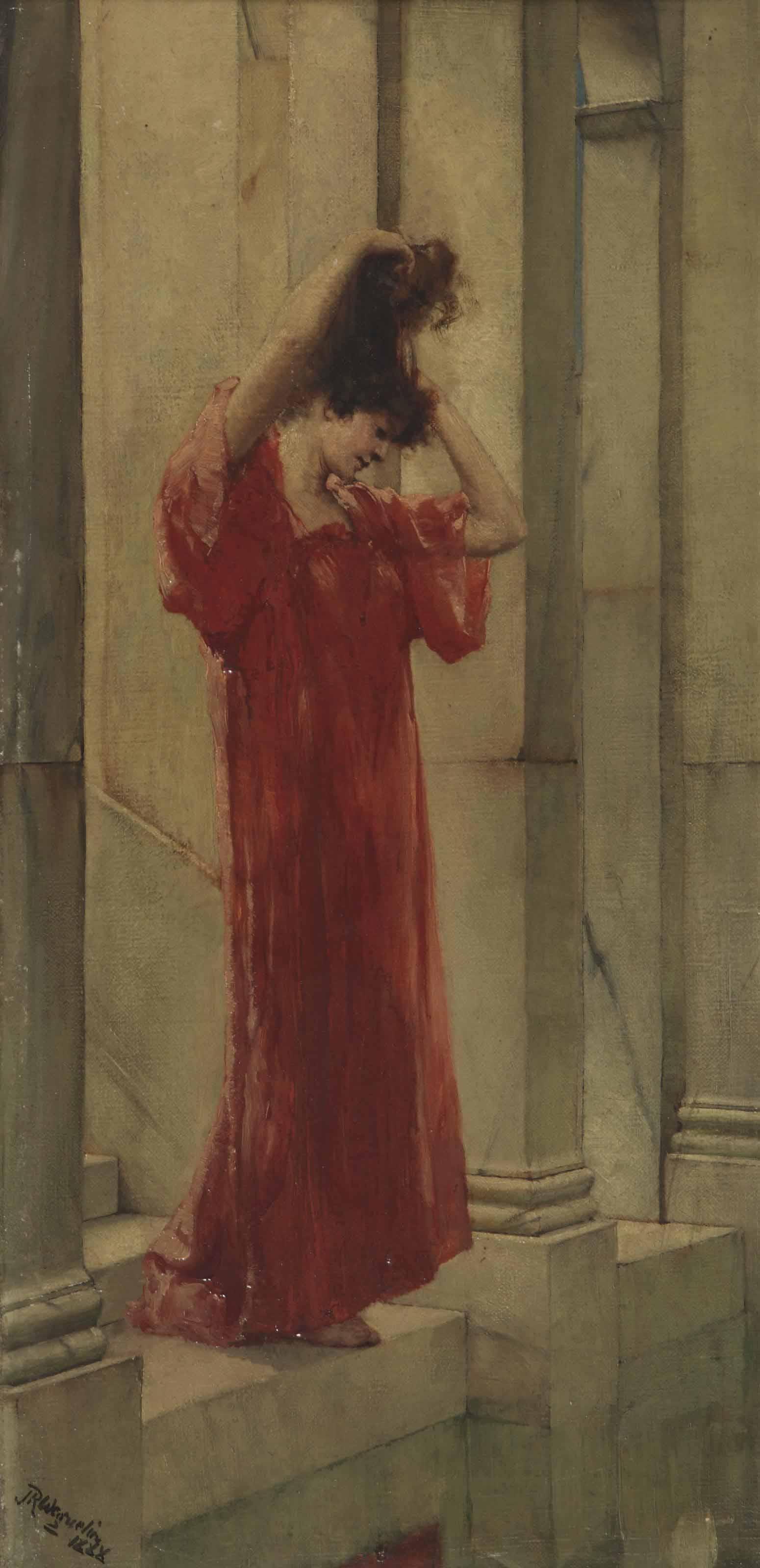 John Reinhard Weguelin - Lady In Red