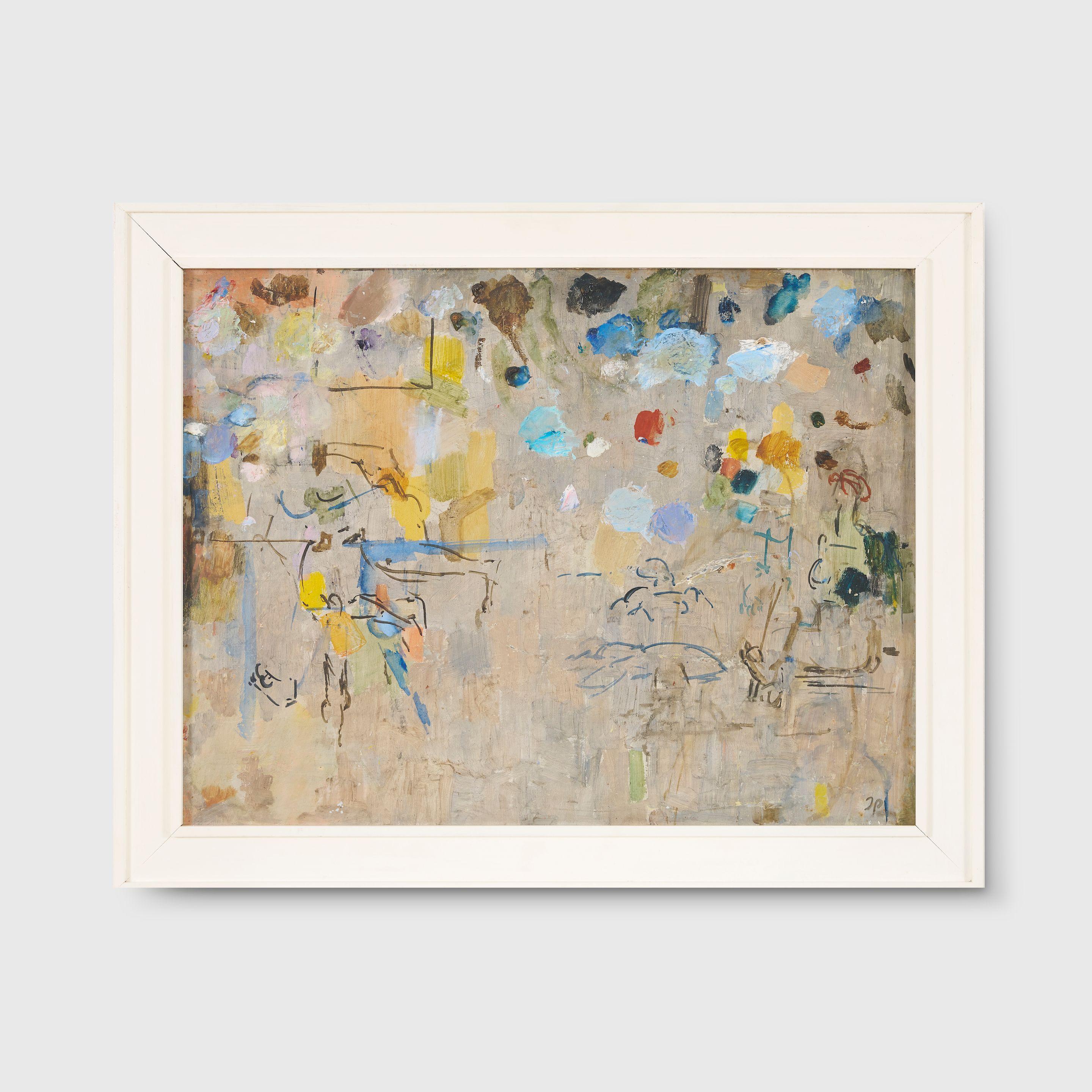 John Richard Passmore - Sketch with Figures and Colour Patches, early 1970s