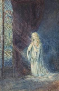 John Riley Wilmer - Madeline by moonlight: an illustration to Keat\'s \'Eve of St. Agnes\'