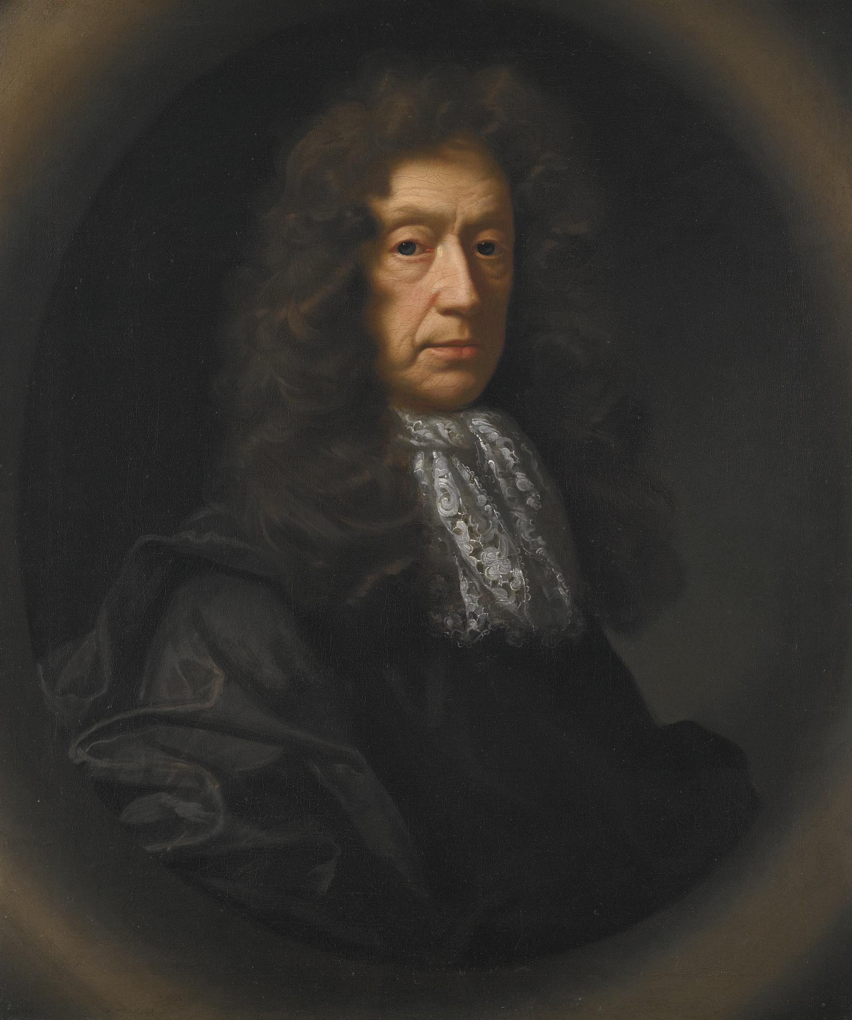 John Riley - Portrait Of Edmund Waller, Half-Length, In A Dark Coat And Lace Stock
