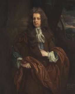 John Riley - Portrait of Sir William Monson, 4th Bt. (c. 1653-1727), three-quarter-length, before a column, a landscape beyond