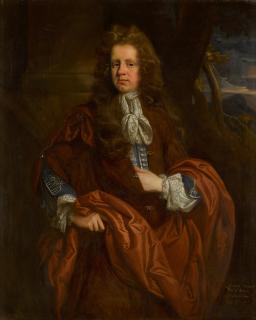 John Riley - Portrait of Sir William Monson, 4th Bt. (c. 1653-1727), three-quarter-length, before a column, a landscape beyond