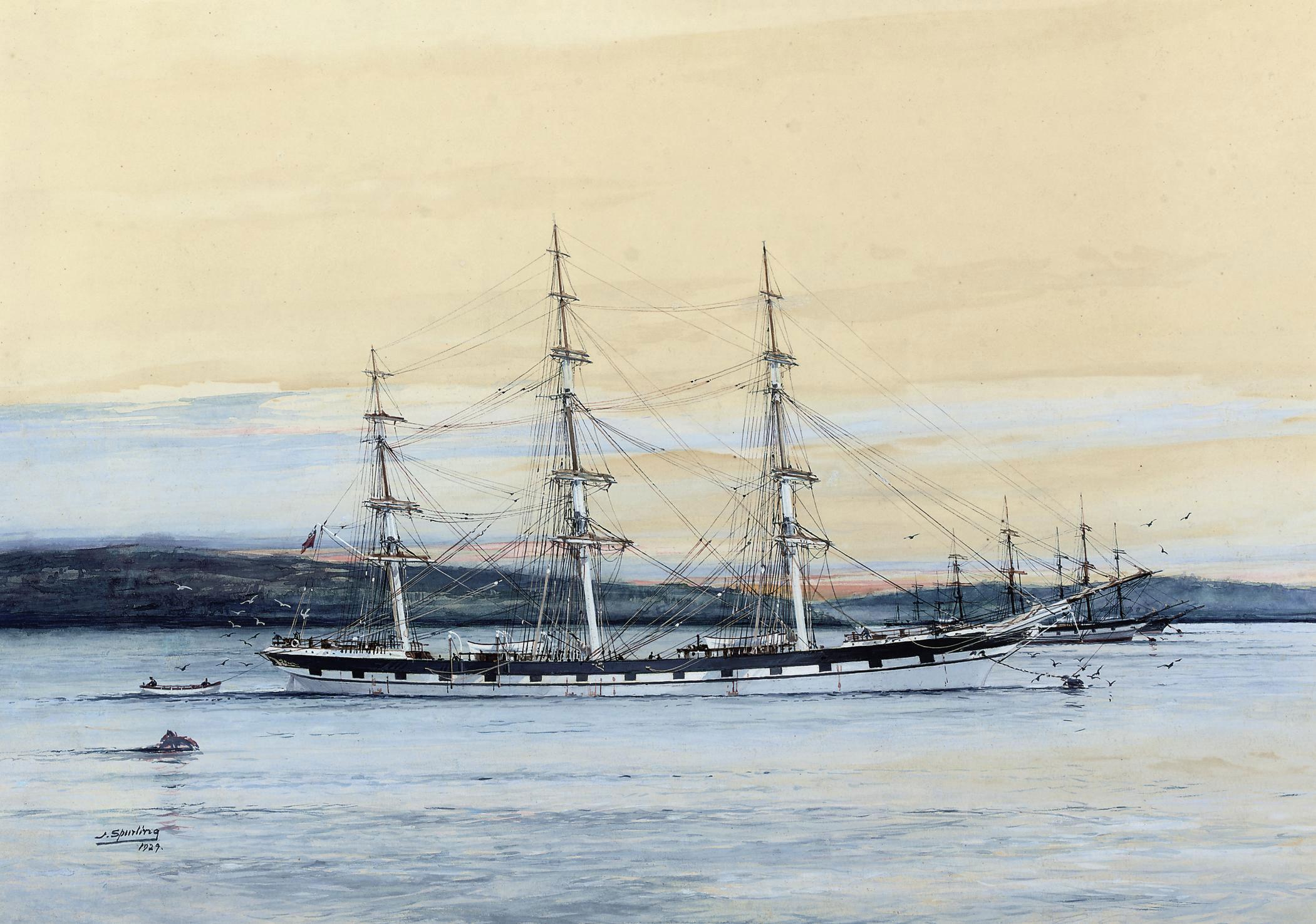 John Robert Charles Spurling - Golden Fleece lying at anchor in the roadstead