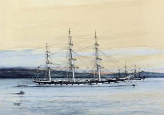 John Robert Charles Spurling - Golden Fleece lying at anchor in the roadstead