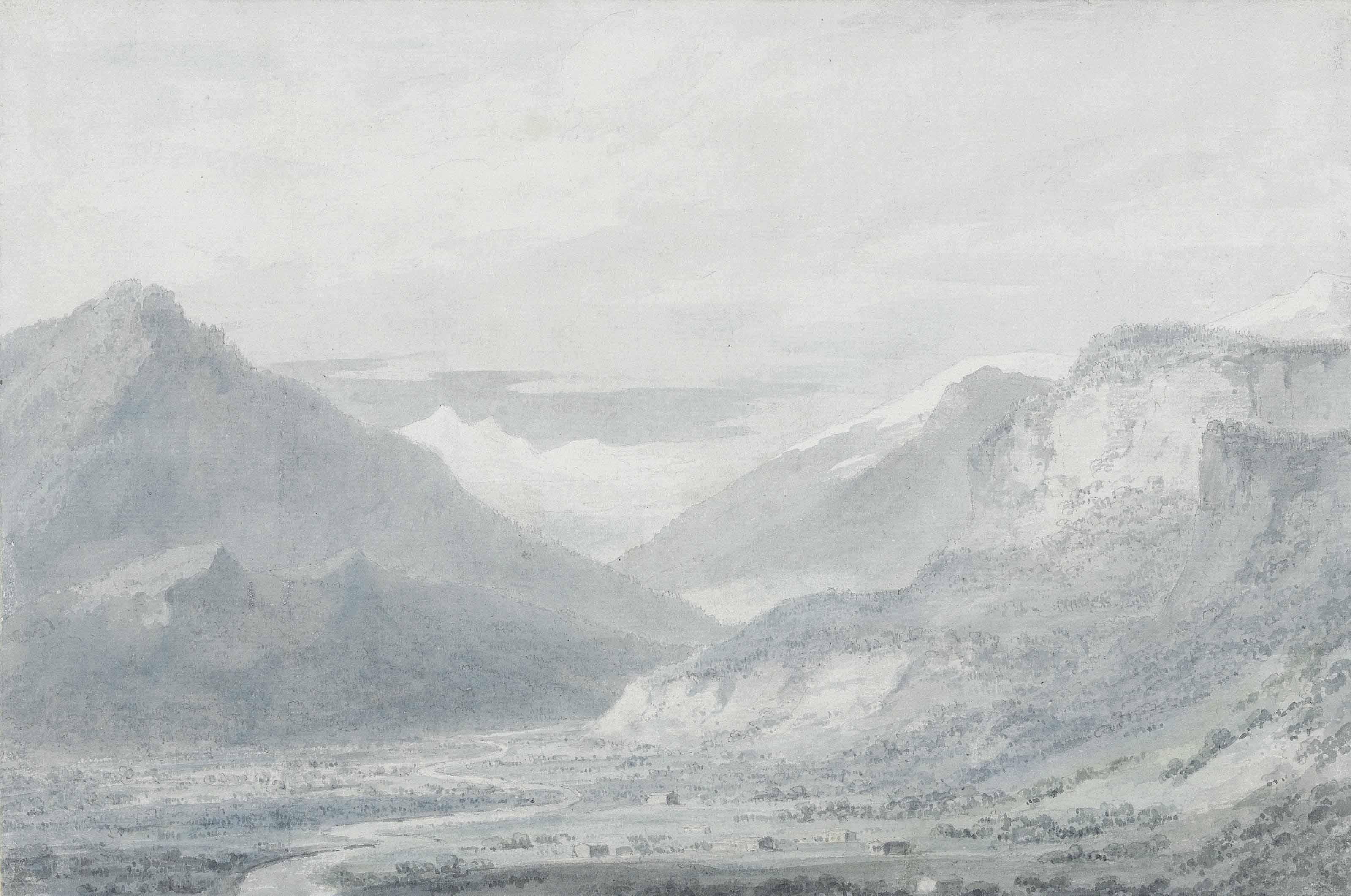 John Robert Cozens - The Lower Valley of Ober-Hasli, upper part from the north