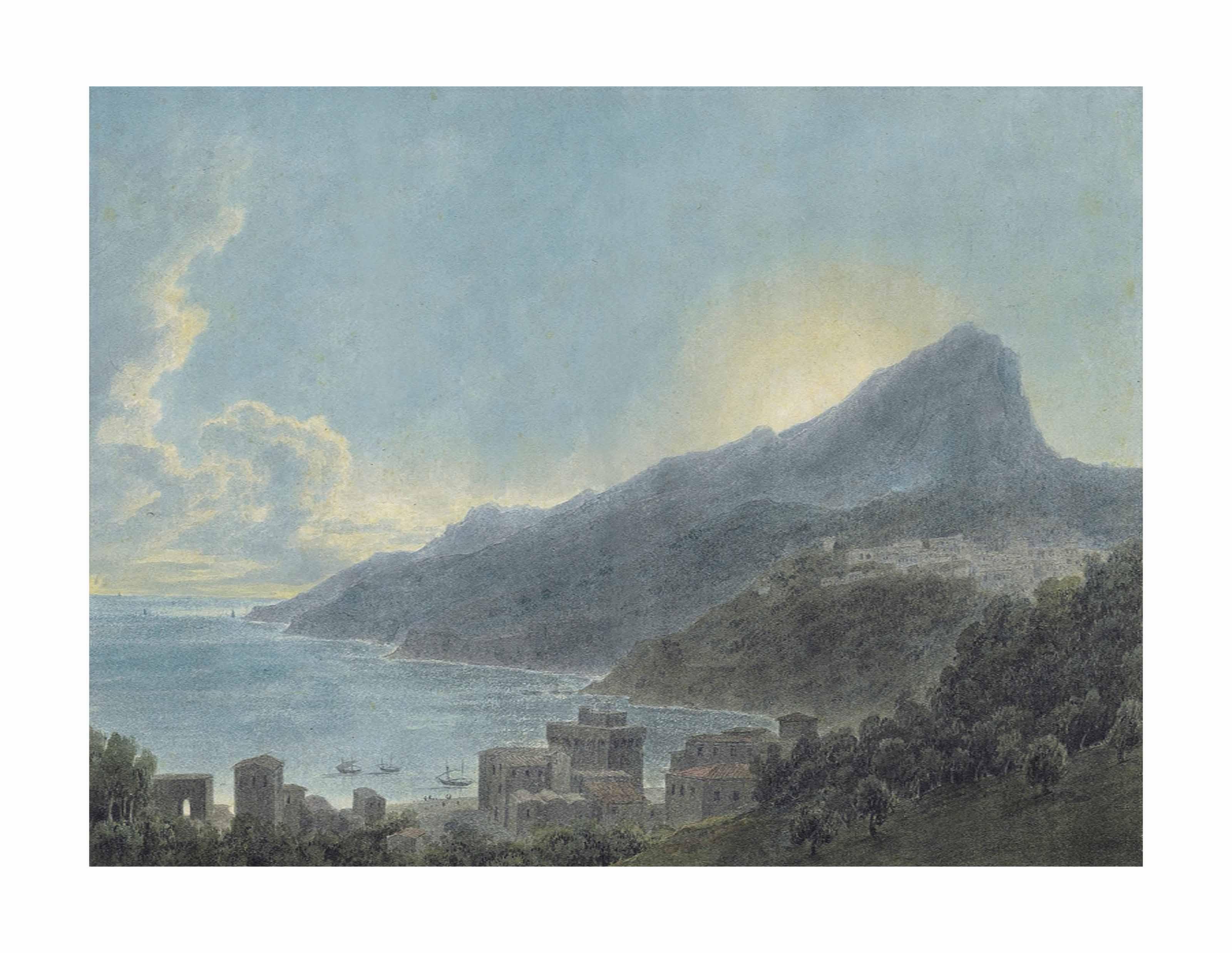 John Robert Cozens - View of Vietri and Raito, Italy