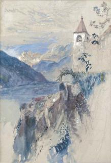 John Ruskin, H.R.W.S., - Bellinzona, Switzerland, looking north towards the St. Gotthard pass