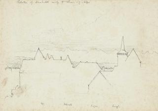 John Ruskin, H.R.W.S - Neauchâtel roofs and the chain of the Alps, Switzerland ( recto ); and Cloud study ( verso )