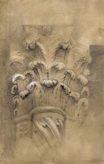 John Ruskin, H.R.W.S. - St Anastasia, Capital of central pillar of Western doorway, 1869, Verona