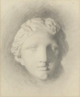 John Ruskin, H.R.W.S. - Study of the head of \'Venus de Medici\' (recto); and A subsidiary study (verso)