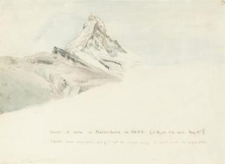 John Ruskin, H.R.W.S. - The Matterhorn, Switzerland, from the north-east; an illustration to \'Modern Painters\', Vol. 4