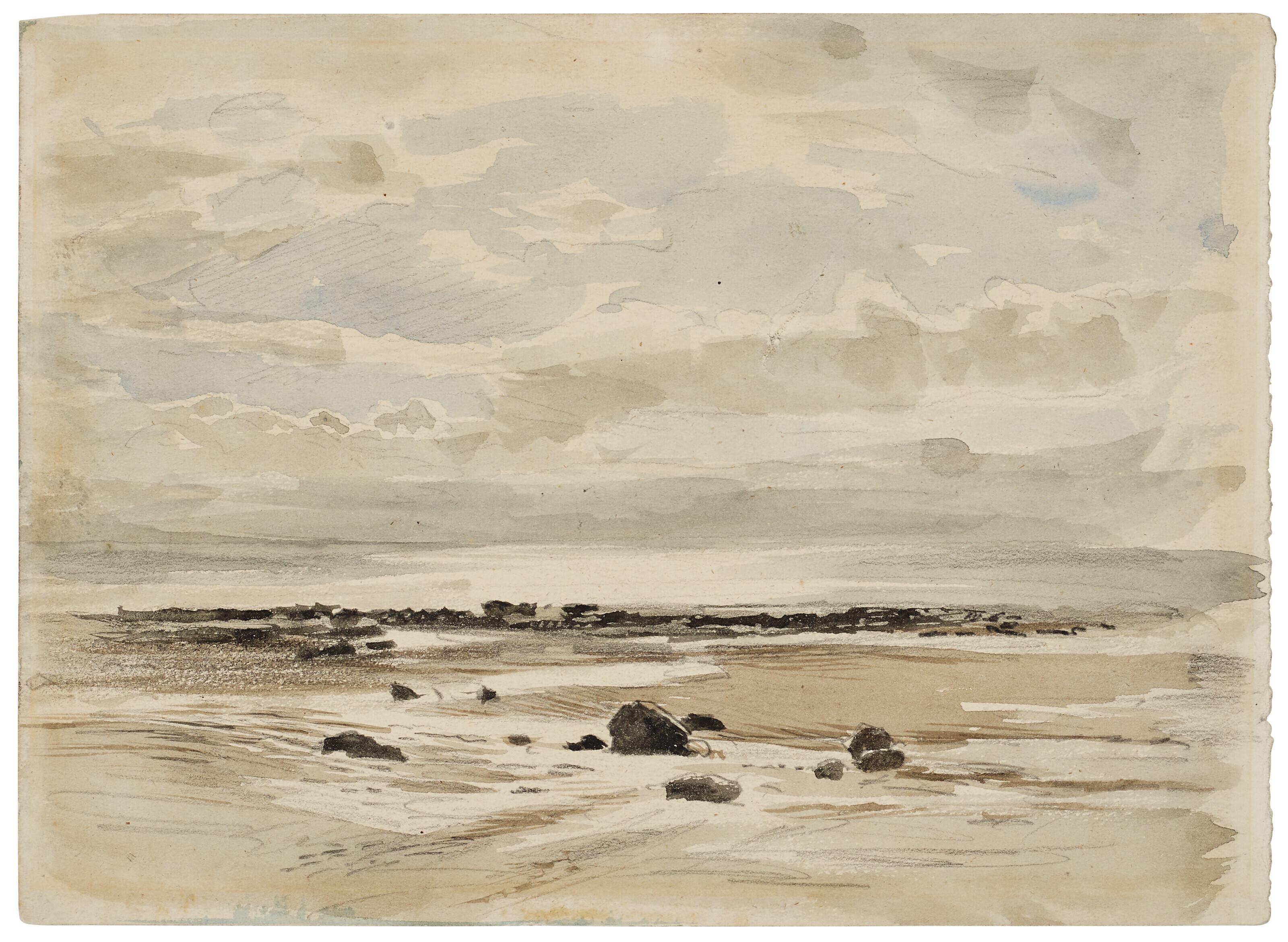 John Ruskin - The shoreline and Irish Sea: view westward from Ruskin’s rooming house at Seascale