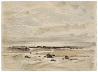 John Ruskin - The shoreline and Irish Sea: view westward from Ruskin’s rooming house at Seascale