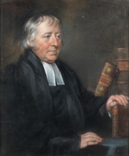 John Russell R.A. - Portrait of a clergyman, half-length, holding a book