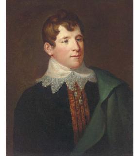 John Russell, R.A. - Portrait Of Charles Kemble (1775-1854), Half-Length, Wearing A Black Coat And A White Collar, With A Green Cloak Over His Left Shoulder