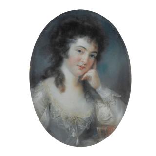 John Russell - Portrait De Jeune Fille Accoudée Sur Un Livre