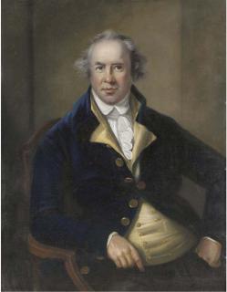 John Russell - Portrait of a gentleman, traditionally identified as George Bruere, Governor of Bermuda, three-quarter-length, seated in a blue coat and yellow waistcoat