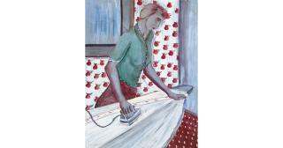 John Saccaro - Woman Ironing 33 1/2 x 25 in. framed 38 1/2 x 30 1/2 in.