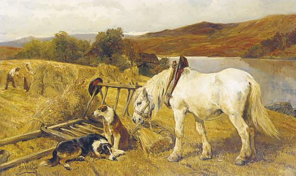 John Sargeant Noble - Harvesting in the Highlands