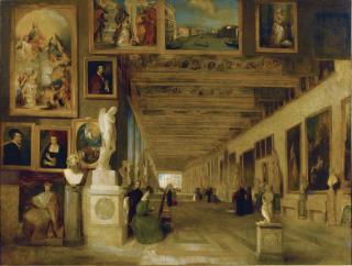 John Scarlett Davis - The Long Gallery At The Uffizi, Florence