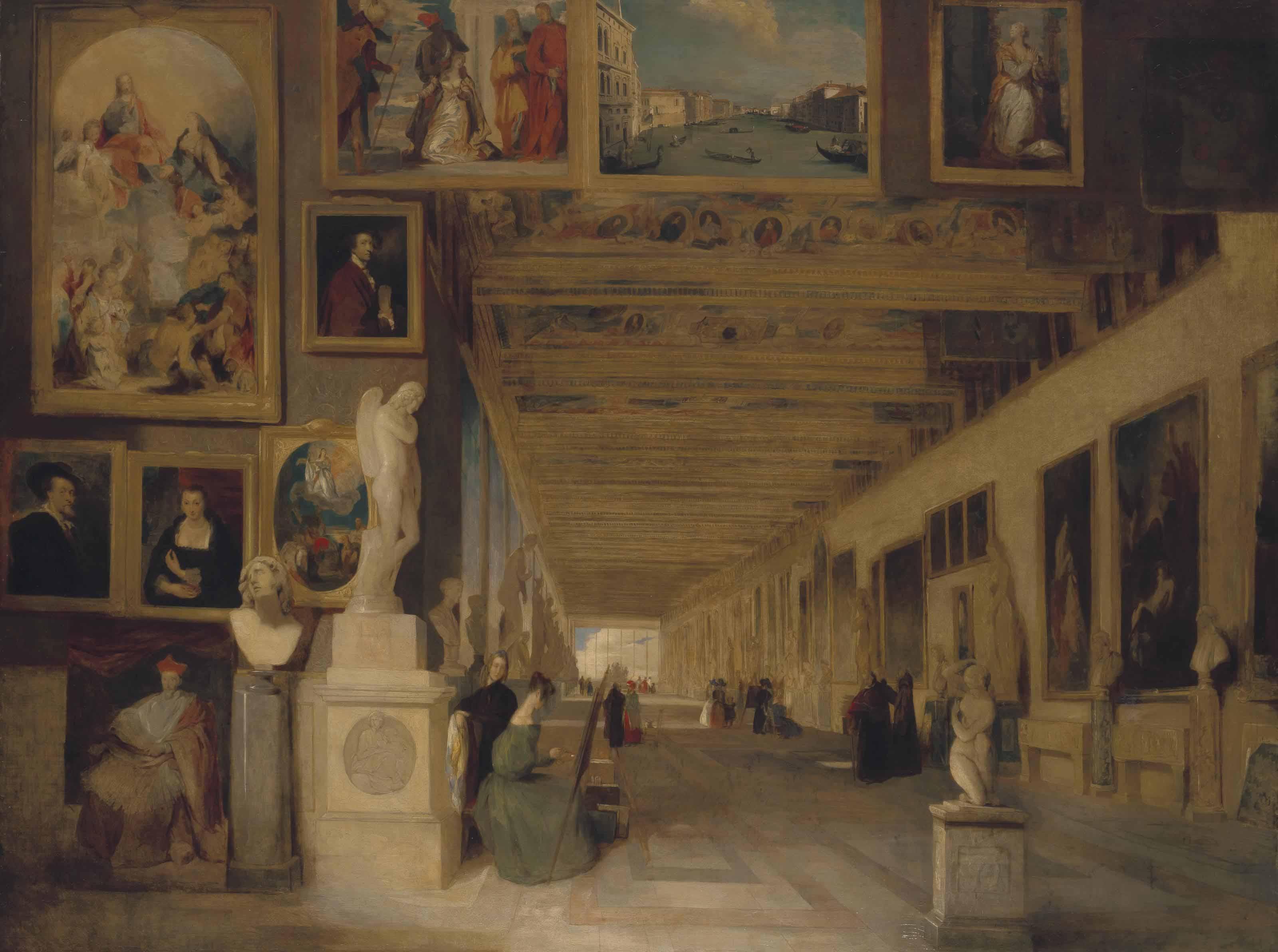 John Scarlett Davis - The Long Gallery Of The Uffizi, Florence
