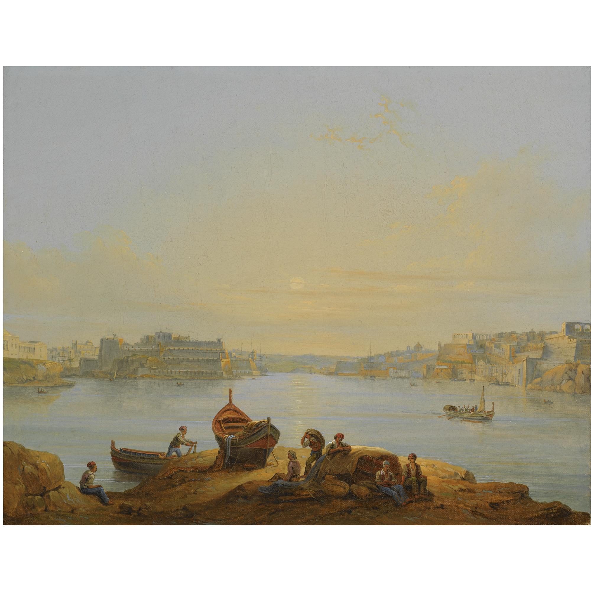 John Schranz - A View Of Of The Grand Harbour At Valletta, Malta