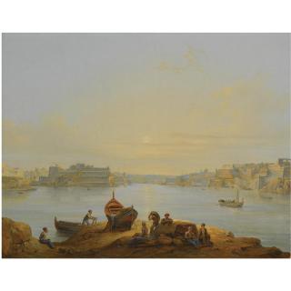 John Schranz - A View Of Of The Grand Harbour At Valletta, Malta