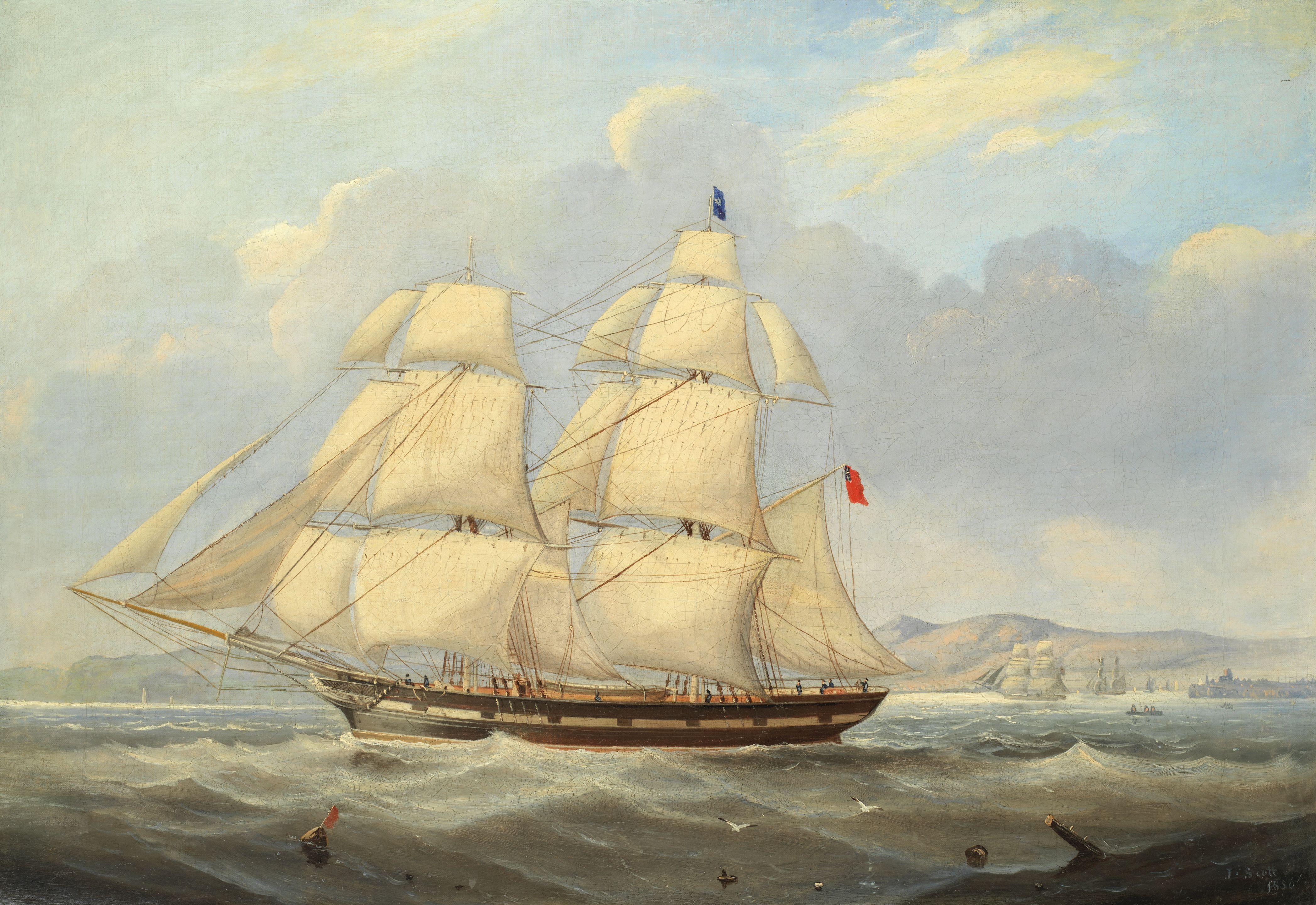 John Scott - A British merchant brig in coastal waters