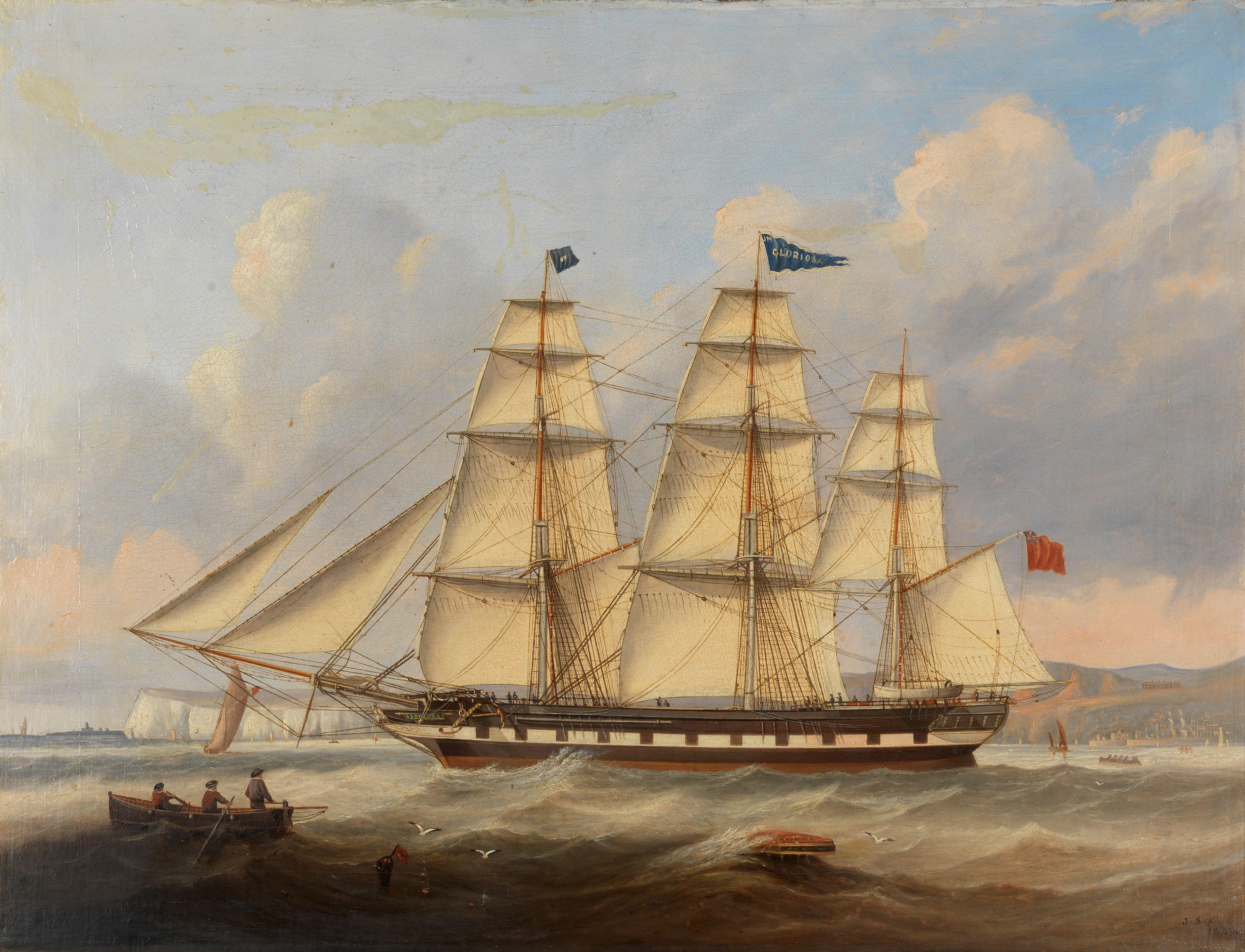John Scott - The full-rigged merchantman Gloriosa outward bound on her maiden voyage and passing Walmer