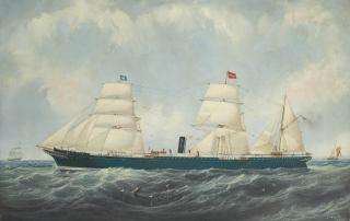 John Scott - Watts, Milburn & Co.\'s steamship St. Osyth on her maiden voyage