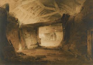 John Sell Cotman - An Interior Of A Barn, Possibly In Wales