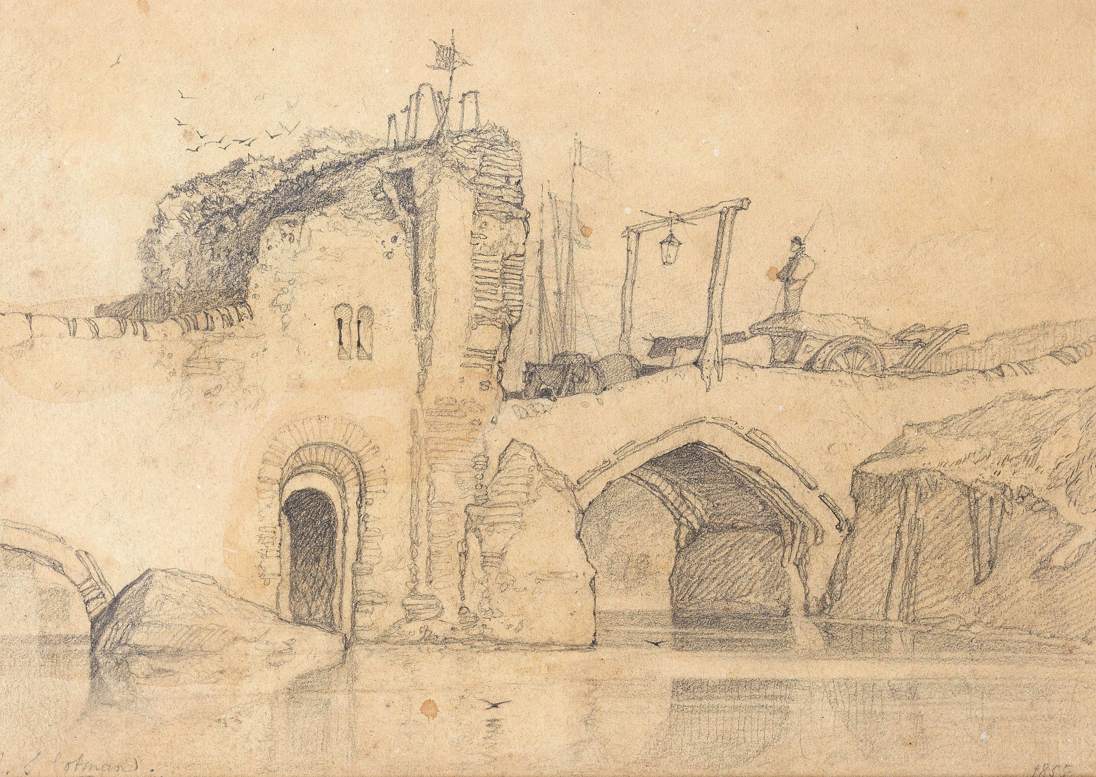 John Sell Cotman - An Ox Cart On A Norman Bridge