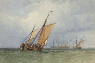 John Sell Cotman - Shipping At Sea In A Light Breeze