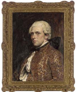 John Seymour Lucas, R.A., R.I. - Portrait of C. May Esq., half-length, in an embroidered waistcoat and jacket