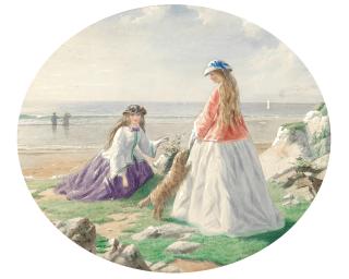 John Simmons - A Day Out On The Seashore 30.1 X 36.5Cm (11 7/8 X 14 3/8In). Oval