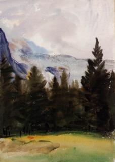 John Singer Sargent, R.A., R.W.S., H.R.S.A. - Purtud: Fir trees and snow mountains